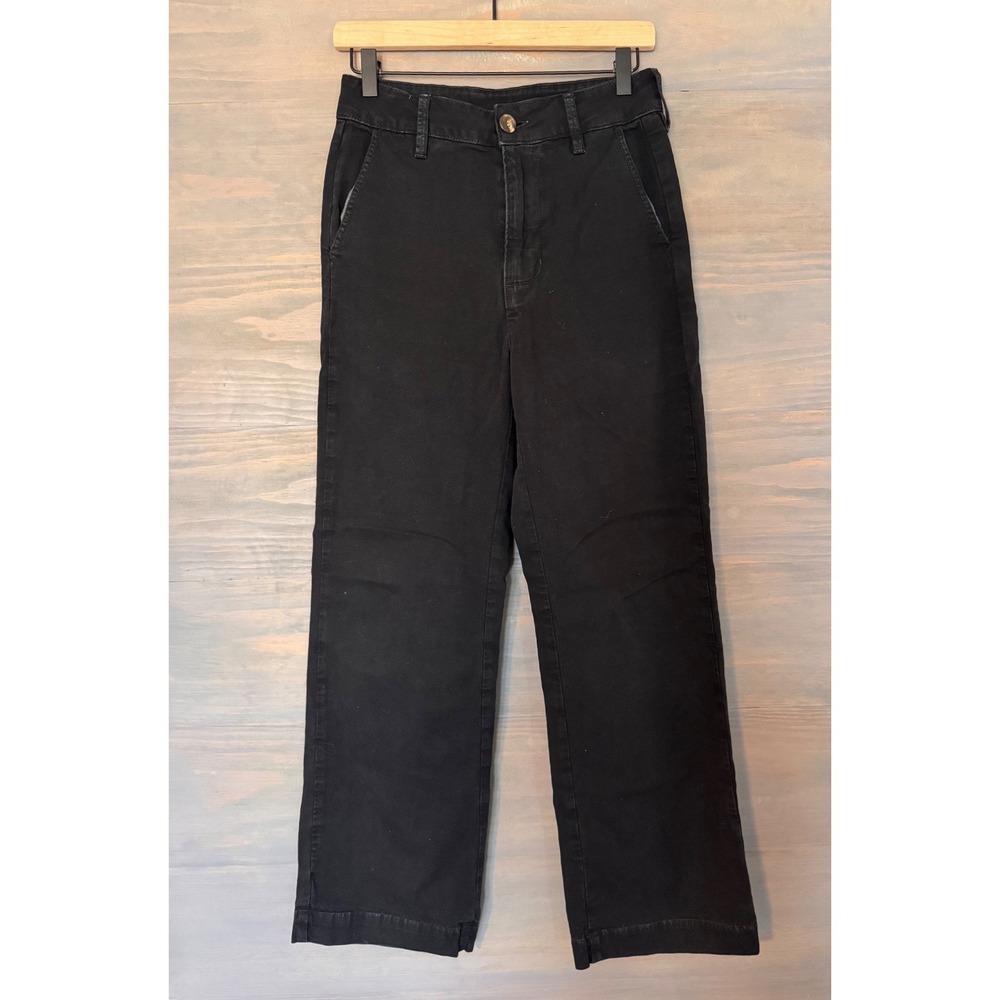 American Giant Womens Wide Leg Pants Black Canvas High Rise Size 2 Made in USA